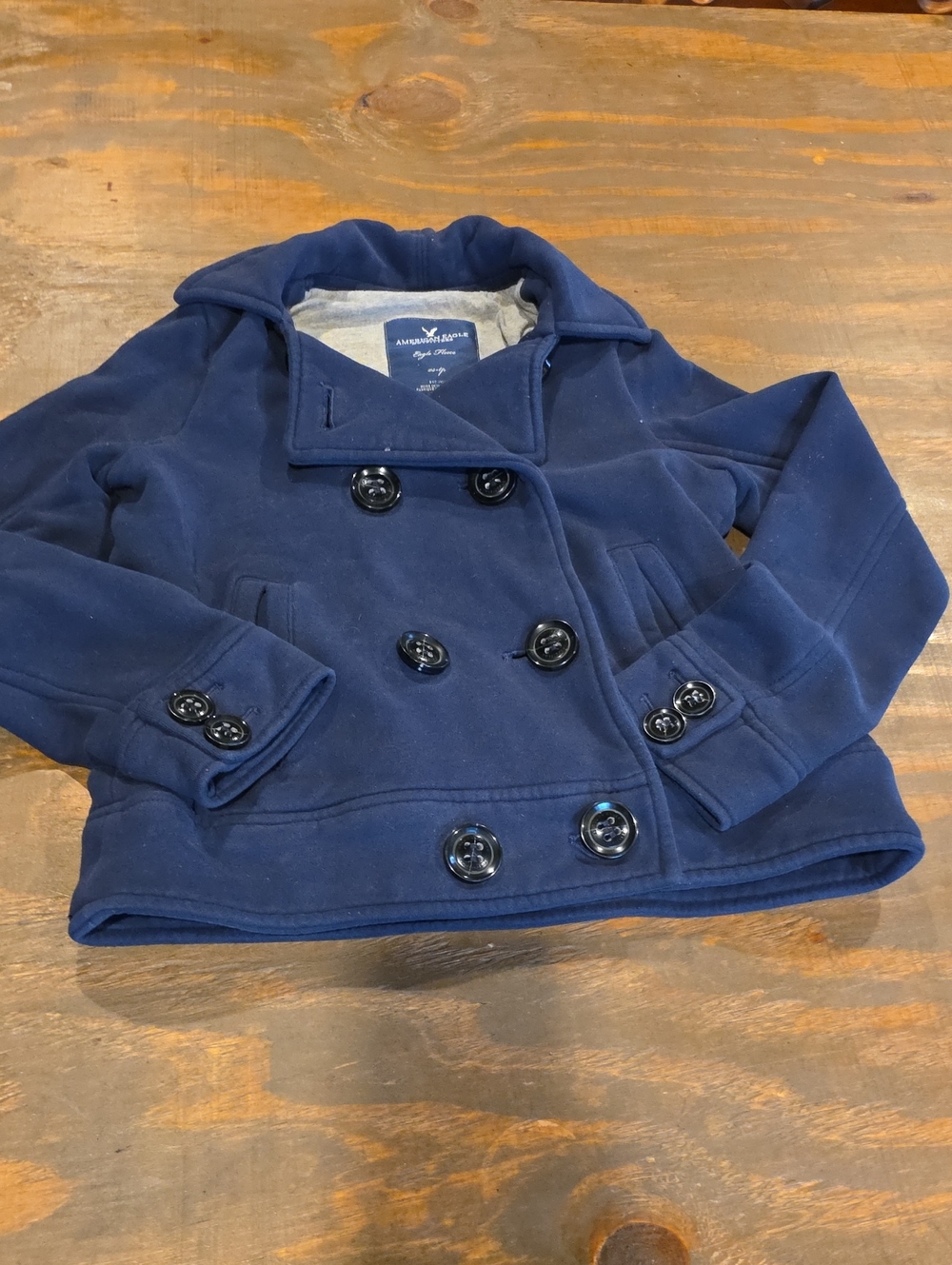 American Eagle Outfitters Deep Navy Double-Breasted Peacoat